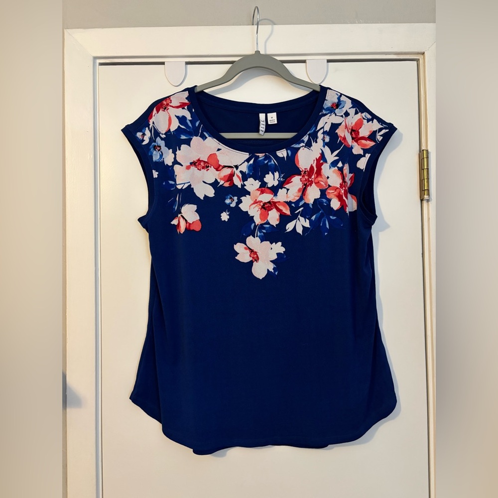 Elle Navy Blue Floral Women's Blouse